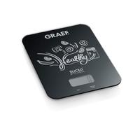 Bilancia da cucina digitale GRAEF KS202, nera, superficie in vetro facile da pulire, funzione di pesatura fino a 5 kg, funzione di tara intelligente