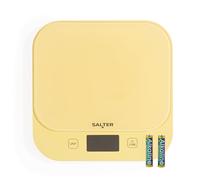 Bilancia da Cucina Digitale Salter British Bakes - Alta capacità di 10kg, Misura i liquidi, Impermeabile, Funzione Tara, Piattaforma in vetro, Precisione 1g, Display retroilluminato, Gialla
