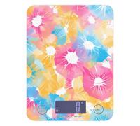 Bilancia da cucina digitale semplice con tintura a nodi colorata, facile da pulire, carina, 5 kg/5 g, con 4 unità per preparare pasti cheto (batterie non incluse)