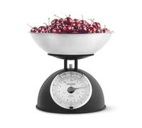 Bilancia da Cucina Meccanica Salter Timeless - Ciotola Lavabile in Lavastoviglie da 2L, Quadranti Facili da Leggere, Cifre Grandi, Senza Batterie, Design Retrò, 5kg, Pesa Ingredienti, Nero