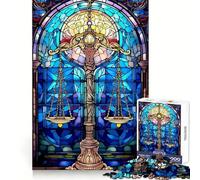 Bilancia della giustizia in vetro colorato per adolescenti, puzzle da 1000 pezzi, gioco di logica stimolante, divertimento per il tempo libero, oggetto da collezione con bordi trasparenti 38x26cm