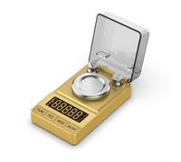 Bilancia di precisione digitale, 50 g, 0,001 g, per risoluzione | Robusto materiale ABS, design leggero, nero/oro/argento, salvaspazio, durevole nella vita quotidiana
