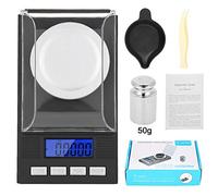 Bilancia di Precisione Digitale per Gioielleria Cucina Milligram, Schermo Digitale a LED Portatile ad Alta Precisione 0,001g Bilancia Tascabile con Pesi di Calibrazione Pinzette Padelle(50g)