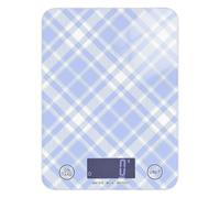 Bilancia digitale a scacchiera blu per dieta, per alimenti da 5 kg/5 g, mini bilancia con 4 unità per caffè espresso Keto Meal Prep (batterie non incluse)
