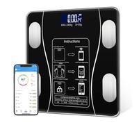 BILANCIA DIGITALE DA BAGNO, Intelligente Bluetooth, BILANCIA Grasso Corporeo e Muscolare, compatibile con iOS 7.0 e Android (nero)