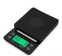 Bilancia digitale da caffè con timer, 0,1 g, retroilluminazione LCD, versamento sopra il gocciolamento Brewer pesatura casa, nero, capacità 3 kg