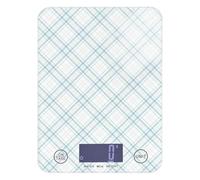 Bilancia digitale da cucina con motivo a scacchi, blu e bianco, 5 kg, bilancia per alimenti con 4 unità per cucinare e perdere peso (batterie non incluse)