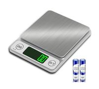 Bilancia digitale da cucina per alimenti, 500 g/0,01, bilancia digitale per alimenti, 7 unità, bilancia per cottura con display LCD, mini bilancia per alimenti (argento (3 kg/0,1)