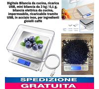 Bilancia Digitale Di Precisione Da Cucina 3 KG/0,1 G- Ricarica USB Impermeabile
