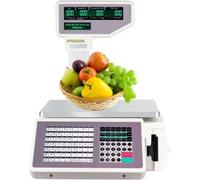Bilancia digitale di stampa etichette, 30 kg, con display LCD fronte/retro e stampante termica, compatibile con supermercati, peso preciso errore 10 g, doppia ricevuta