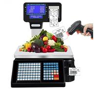 Bilancia Digitale Elettronica Professionale da tavolo per vendita al dettaglio, con stampa di etichette, calcolo dei prezzi commerciale con display a palo bifacciale, con stampa di etichette