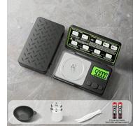 Bilancia digitale milligrammi 0,001g/100g, mini bilancia portatile con schermo, in materiale ABS, bilancia da laboratorio ad alta precisione per polveri, ricarica, include pesi di calibrazione e pinze