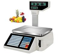 Bilancia digitale per stampa di etichette con codice a barre, doppio display, 63 tasti di scelta rapida, ideale per supermercati, negozi al dettaglio, magazzini, registratore di cassa commerciale,