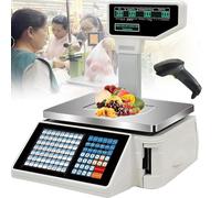 Bilancia digitale per stampa di etichette con doppio display con codice a barre che pesa la bilancia di calcolo dei prezzi per il supermercato con la pistola dello scanner