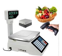 Bilancia Digitale Professionale Bilancia per prezzi, stampa di etichette con codice a barre digitale, display bifacciale commerciale per alimenti, carne, gastronomia