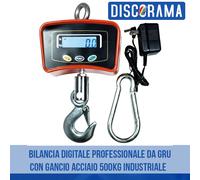 BILANCIA DIGITALE PROFESSIONALE DA GRU CON GANCIO ACCIAIO 500KG INDUSTRIALE