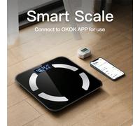 Bilancia digitale smart per peso e grasso corporeo, ad alta precisione, bilancia da bagno, connessa all'app mobile per misurare 17 indicatori tra cui peso, BMI, ecc. 260*260Vetro temperato