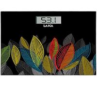 Bilancia elettronica da bagno nera con foglie colorate peso max 180 kg