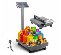 Avilia - Bilancia Professionale Elettronica Richiudibile 300kg con Triplo Display LCD Retroilluminato, Piattaforma Antiscivolo, Funzione TARA e Batteria Ricaricabile per Pesatura Rapida