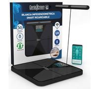 Bilancia Impedenziometrica Smart Wi-Fi Pesapersone Digitale Ricaricabile 56 Misurazioni Vetro Temperato 32x30cm Portata 180Kg GeniaScreen SmartCore Display LED - Massa Muscolare Grasso BMI Bluetooth