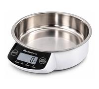 Fabrilamp Bilancia da Cucina LCD con Ciotola in Acciaio 5Kg Bianca