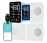 Bilancia per grasso corporeo, bilancia digitale con grasso corporeo e massa muscolare, per 15 dati corporei, misurazione della frequenza cardiaca, per Apple Health & Samsung Health