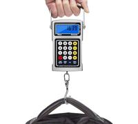 Bilancia per gru portatile con funzione orologio, bilancia per gru a mano con metro a nastro, per bagagli, caccia, viaggi, shopping, attività all'aperto, casa, cortile, uomini e donne