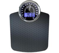 Bilancia Pesapersone Analogica e Digitale Ibrida Adamson 2 in 1 per Peso Corporeo fino a 180 kg - Vetro Spesso - Large Display - Bilancia Digitale di Facile - Matrice nera con retroilluminazione blu