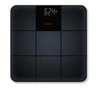 Beurer GS 235 Bilancia Pesapersone Digitale in Vetro con Superficie in Silicone Antiscivolo a Piastrella opaca e Display Magic invisibile, Spegnimento Automatico, Portata max di 180 kg, colore nero