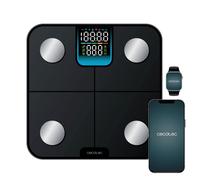 Cecotec Bilancia da bagno intelligente con App Surface Precision HealthySmart. Bluetooth e 25 parametri, dimensioni 28 x 28 cm, schermo LCD, capacità massima 180 kg, funzionamento a batteria