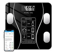 Bilancia Pesapersone Digitale, Bilancia intelligente per il peso Corporeo con Bluetooth e App, USB Ricaricabile Body Composition Monitor (Nero)