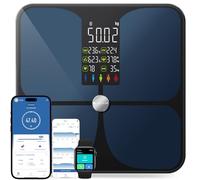 Bilancia Pesapersone Digitale con App Bluetooth, Bilancia Impedenziometrica Professionale Smart, Misurazione Grasso Corporeo e Massa Magra BMI con 22 Indici, Bilancia Elettronica Nero 4AAA
