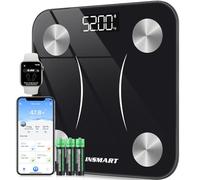 Bilancia Pesapersone Digitale Professionale, INSMART Bilancia Impedenziometrica Smart Bluetooth con 16 Indici di Misurazione Pesa Persone, Massa Grassa e Magra, BMI, Massa Muscolare o Ossea, 180KG