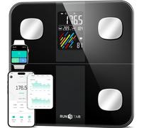 Bilancia Pesapersone Digitale Runstar, Bilancia Smart Peso Corporeo/Percentuale Grasso, Ampio Display BMI, FC, Analizza 15 Dati Composizione Corporea, Analyzer Sync Fitness App, 400lb