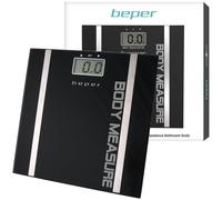BEPER 40.808A Bilancia Pesapersone Impedenziometrica, Pesa Massa Corporea e percentuale liquidi, 10 Memorie, Display LCD, Superficie in vetro temperato, Nera, 4 x 33 x 33 cm