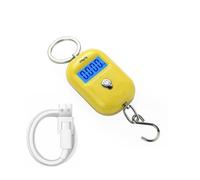 Bilancia portatile da appendere 25 kg/5 g, mini bilancia digitale LCD, for la pesca, i bagagli, viaggi, il portachiavi, elettronica per edilizia, fabbrica(Yellow-Rechargeable)