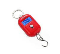 Bilancia Portatile da Appendere 25 kg/5 g, Mini LCD Digitale for la Pesca, i Bagagli, Viaggi, Il Portachiavi elettronico(Red-Battery)