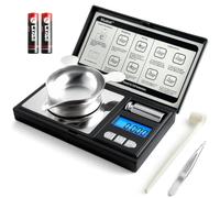 Bilancia Precisione 50g/0,001g, Bilance Milligrammi con 6 Unità e Cucchiaio | Bilancia Cucina Digitale con Display LCD e Funzione Tare, Mini Bilancia Gram con Pesi e Batterie per Polveri, Gioielli, Nero