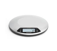 Brabantia Profile Bilancia da Cucina Digitale, Rotonda, con Timer Cucina, 1 gr/5 kg, Inox Satinato