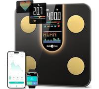 Bilancia Runstar Pesapesone, Bilancia Smart Con Display VA 8in1, Bilancia Pesapersone Digitale Alta Precisione Peso Corporeo, FC, BMI, Grasso Corporeo, 22 Dati Composizione Corporea, Sync App
