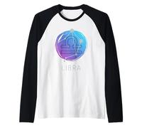 Bilancia Segno Zodiacale Acquerello astrologia Design Maglia con Maniche Raglan