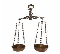 Bilancia stadera da appendere 2 piatti bascula decorativa Ottone invecchiato new