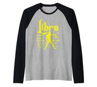 Bilancia Zodiac Scale Giallo Segno Zodiacale Grafico Maglia con Maniche Raglan