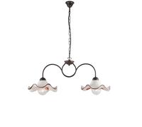 Bilanciere 2 Luci Anemone In Ferro Laccato Ruggine E Ceramica Decorata [EEK: A++]