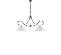 Bilanciere 2 Luci Dallas BeLight Ferro Battuto Nero Ruggine Vetro Bianco