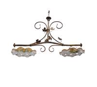 BILANCIERE A 2 LUCI CLASSICO IN FERRO BATTUTO COLLEZIONE CERAMICA EDERA LIMONI