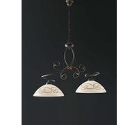 Bilanciere a lampadario classico in ferro battuto ruggine e oro 2 luci per sala da pranzo, cucina, LGT Sorrento