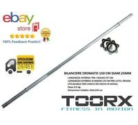 Bilanciere acciaio Toorx cromato 150 cm chiusura a vite incluse 25 mm homefitnes