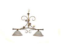 Bilanciere classico in ferro battuto a 2 luci coll. Mary vetro