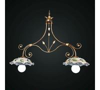 Bilanciere classico in ferro battuto e ceramica 2 luci BGA 1841-b2